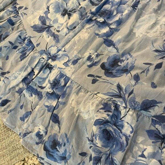 ALTAR D’STATE MINI DRESS SMOCKED OVERSIZED TIERED BLUE FLORAL SZ M AESTHETIC - Picture 10 of 16